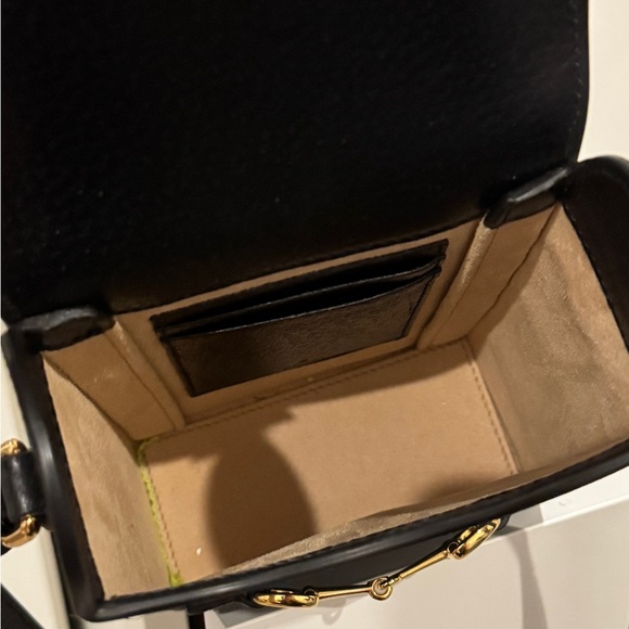GUCCI BLACK LEATHER HORSEBIT 1955 MINI SHOULDER BAG - Picture 15 of 17